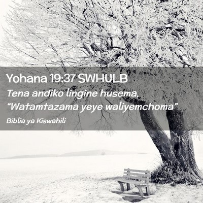 Picture 02 - Yohana 19:37 SWHULB - Tena andiko lingine husema, “Watamtazama yeye - Bible Verse Picture