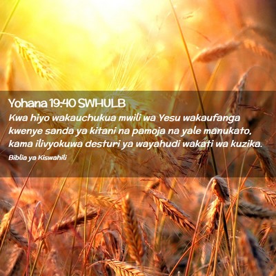 Picture 02 - Yohana 19:40 SWHULB - Kwa hiyo wakauchukua mwili wa Yesu wakaufanga - Bible Verse Picture