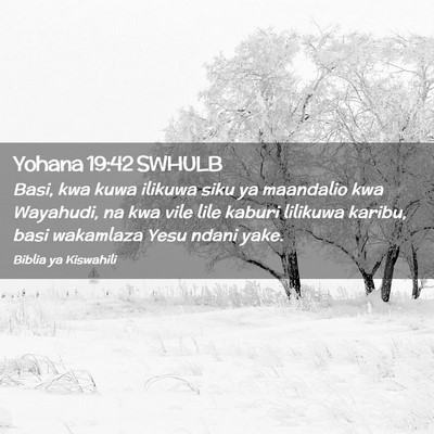 Picture 02 - Yohana 19:42 SWHULB - Basi, kwa kuwa ilikuwa siku ya maandalio kwa - Bible Verse Picture