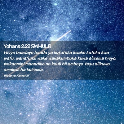 Picture 02 - Yohana 2:22 SWHULB - Hivyo baadaye baada ya kufufuka kwake kutoka kwa - Bible Verse Picture