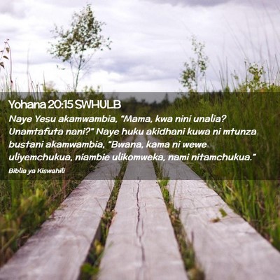 Picture 02 - Yohana 20:15 SWHULB - Naye Yesu akamwambia, “Mama, kwa nini unalia? - Bible Verse Picture