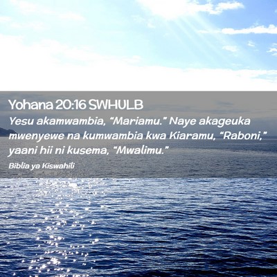 Picture 02 - Yohana 20:16 SWHULB - Yesu akamwambia, “Mariamu.” Naye akageuka - Bible Verse Picture