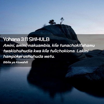 Picture 02 - Yohana 3:11 SWHULB - Amini, amini, nakuambia, kile tunachokifahamu - Bible Verse Picture