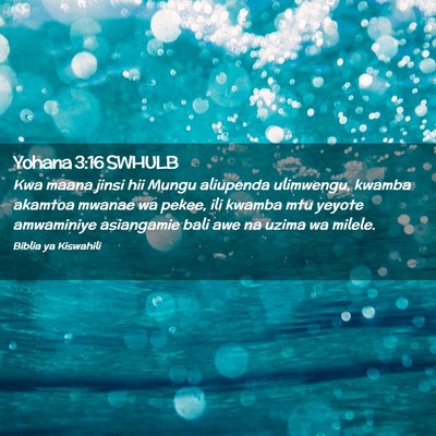 Picture 02 - Yohana 3:16 SWHULB - Kwa maana jinsi hii Mungu aliupenda ulimwengu, - Bible Verse Picture