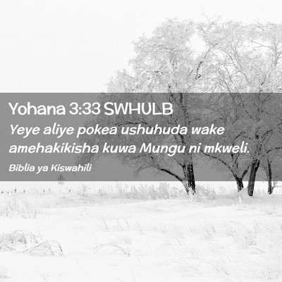 Picture 02 - Yohana 3:33 SWHULB - Yeye aliye pokea ushuhuda wake amehakikisha kuwa - Bible Verse Picture