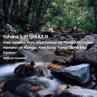 Picture 02 - Yohana 3:34 SWHULB - Kwa sababu yeye aliyetumwa na Mungu huongea - Bible Verse Picture