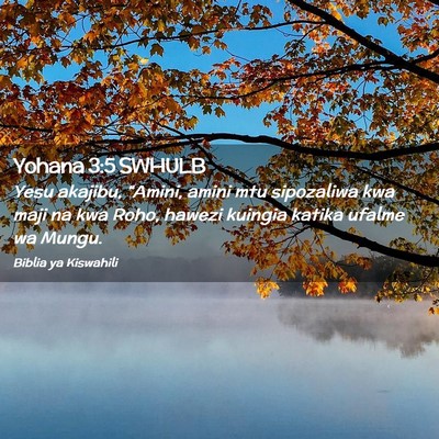 Picture 02 - Yohana 3:5 SWHULB - Yesu akajibu, “Amini, amini mtu sipozaliwa kwa - Bible Verse Picture