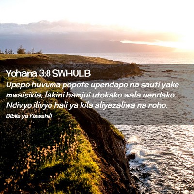 Picture 02 - Yohana 3:8 SWHULB - Upepo huvuma popote upendapo na sauti yake - Bible Verse Picture