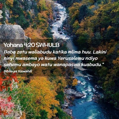 Picture 02 - Yohana 4:20 SWHULB - Baba zetu waliabudu katika mlima huu. Lakini - Bible Verse Picture