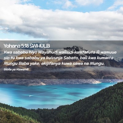 Picture 02 - Yohana 5:18 SWHULB - Kwa sababu hiyo Wayahudi walizidi kumtafuta ili - Bible Verse Picture
