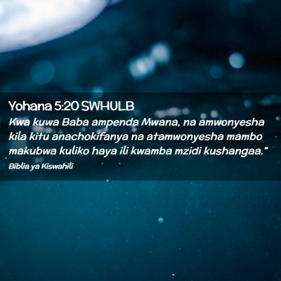 Picture 02 - Yohana 5:20 SWHULB - Kwa kuwa Baba ampenda Mwana, na amwonyesha kila - Bible Verse Picture