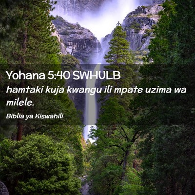Picture 02 - Yohana 5:40 SWHULB - hamtaki kuja kwangu ili mpate uzima wa - Bible Verse Picture