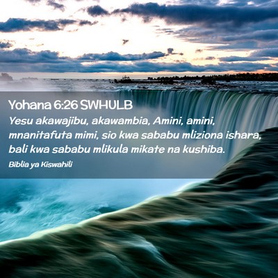 Picture 02 - Yohana 6:26 SWHULB - Yesu akawajibu, akawambia, Amini, amini, - Bible Verse Picture