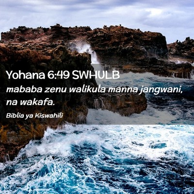 Picture 02 - Yohana 6:49 SWHULB - mababa zenu walikula manna jangwani, na - Bible Verse Picture