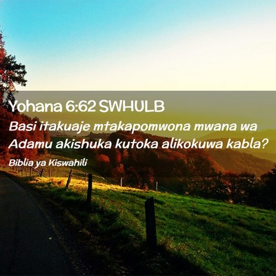 Picture 02 - Yohana 6:62 SWHULB - Basi itakuaje mtakapomwona mwana wa Adamu - Bible Verse Picture