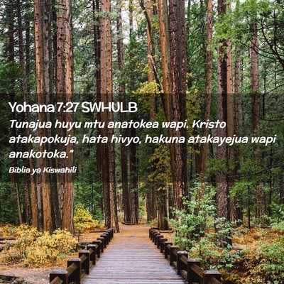 Picture 02 - Yohana 7:27 SWHULB - Tunajua huyu mtu anatokea wapi. Kristo - Bible Verse Picture
