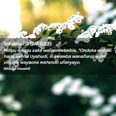 Picture 02 - Yohana 7:3 SWHULB - Ndipo ndugu zake walipomwambia, “Ondoka mahali - Bible Verse Picture