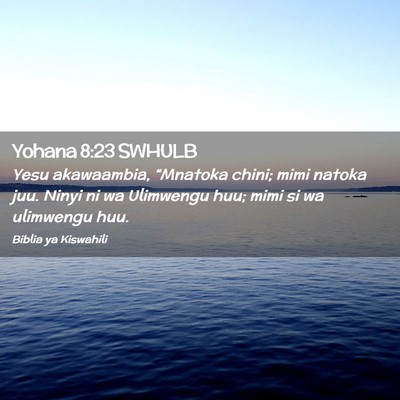 Picture 02 - Yohana 8:23 SWHULB - Yesu akawaambia, “Mnatoka chini; mimi natoka - Bible Verse Picture