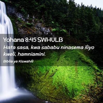Picture 02 - Yohana 8:45 SWHULB - Hata sasa, kwa sababu ninasema iliyo kweli, - Bible Verse Picture