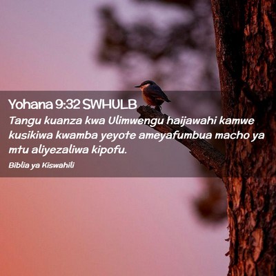 Picture 02 - Yohana 9:32 SWHULB - Tangu kuanza kwa Ulimwengu haijawahi kamwe - Bible Verse Picture