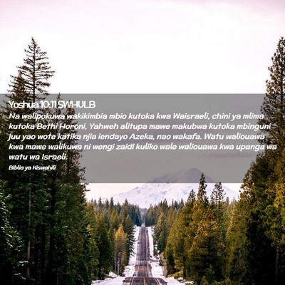 Picture 02 - Yoshua 10:11 SWHULB - Na walipokuwa wakikimbia mbio kutoka kwa - Bible Verse Picture