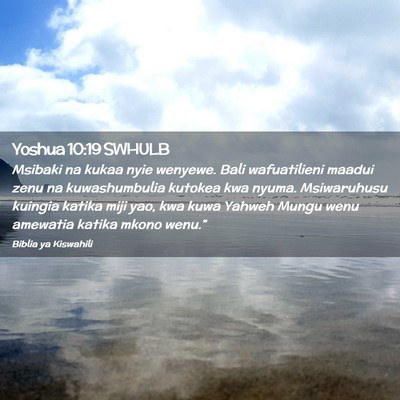 Picture 02 - Yoshua 10:19 SWHULB - Msibaki na kukaa nyie wenyewe. Bali wafuatilieni - Bible Verse Picture