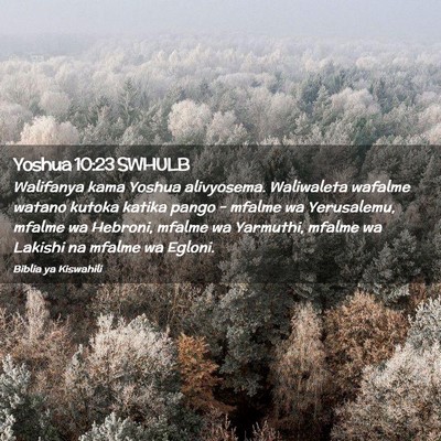 Picture 02 - Yoshua 10:23 SWHULB - Walifanya kama Yoshua alivyosema. Waliwaleta - Bible Verse Picture