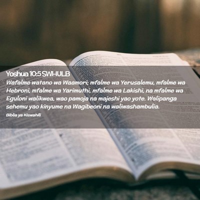 Picture 02 - Yoshua 10:5 SWHULB - Wafalme watano wa Waamori; mfalme wa Yerusalemu, - Bible Verse Picture