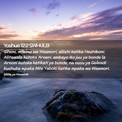 Picture 02 - Yoshua 12:2 SWHULB - Sihoni, mfalme wa Waamori, aliishi katika - Bible Verse Picture