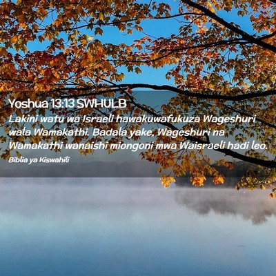 Picture 02 - Yoshua 13:13 SWHULB - Lakini watu wa Israeli hawakuwafukuza Wageshuri - Bible Verse Picture