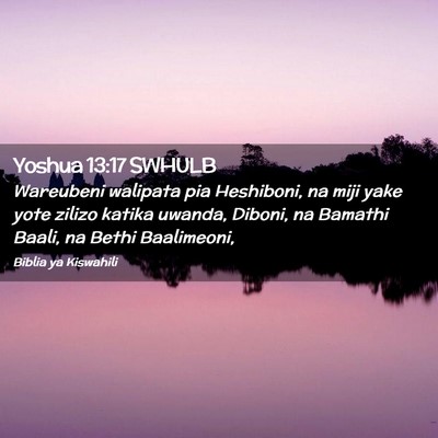 Picture 02 - Yoshua 13:17 SWHULB - Wareubeni walipata pia Heshiboni, na miji yake - Bible Verse Picture