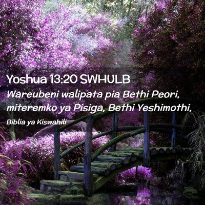 Picture 02 - Yoshua 13:20 SWHULB - Wareubeni walipata pia Bethi Peori, miteremko ya - Bible Verse Picture