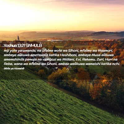 Picture 02 - Yoshua 13:21 SWHULB - miji yote ya uwanda, na ufalme wote wa Sihoni, - Bible Verse Picture