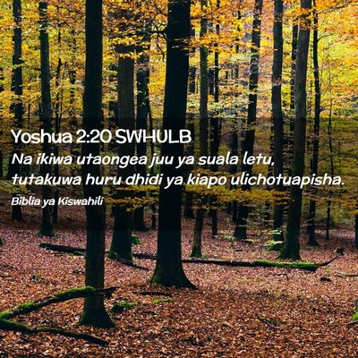 Picture 02 - Yoshua 2:20 SWHULB - Na ikiwa utaongea juu ya suala letu, tutakuwa - Bible Verse Picture
