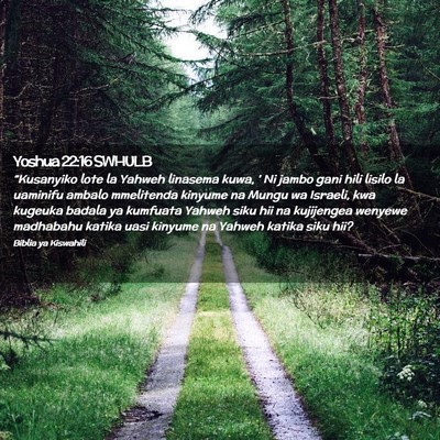 Picture 02 - Yoshua 22:16 SWHULB - “Kusanyiko lote la Yahweh linasema kuwa, ' Ni - Bible Verse Picture