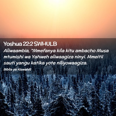 Picture 02 - Yoshua 22:2 SWHULB - Aliwaambia, “Mmefanya kila kitu ambacho Musa - Bible Verse Picture