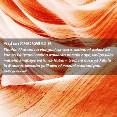 Picture 02 - Yoshua 22:30 SWHULB - Finehasi kuhani na viongozi wa watu, ambao ni - Bible Verse Picture