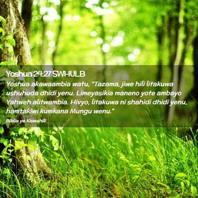 Picture 02 - Yoshua 24:27 SWHULB - Yoshua akawaambia watu, “Tazama, jiwe hili - Bible Verse Picture