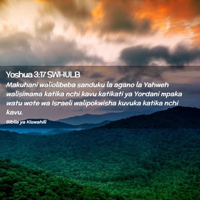 Picture 02 - Yoshua 3:17 SWHULB - Makuhani waliolibeba sanduku la agano la Yahweh - Bible Verse Picture