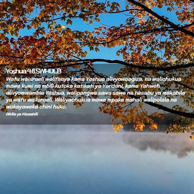 Picture 02 - Yoshua 4:8 SWHULB - Watu waisraeli walifanya kama Yoshua - Bible Verse Picture