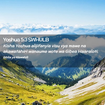 Picture 02 - Yoshua 5:3 SWHULB - Kisha Yoshua alijifanyia visu vya mawe na - Bible Verse Picture