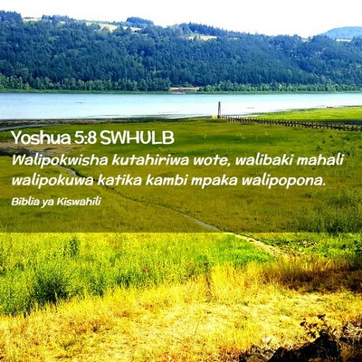 Picture 02 - Yoshua 5:8 SWHULB - Walipokwisha kutahiriwa wote, walibaki mahali - Bible Verse Picture