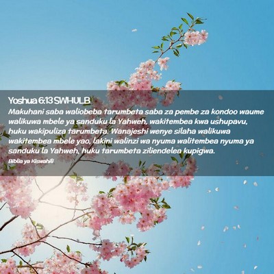 Picture 02 - Yoshua 6:13 SWHULB - Makuhani saba waliobeba tarumbeta saba za pembe - Bible Verse Picture