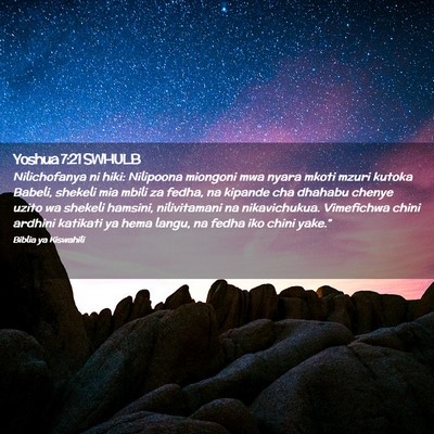 Picture 02 - Yoshua 7:21 SWHULB - Nilichofanya ni hiki: Nilipoona miongoni mwa - Bible Verse Picture