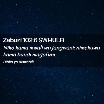 Picture 02 - Zaburi 102:6 SWHULB - Niko kama mwali wa jangwani; nimekuwa kama bundi - Bible Verse Picture