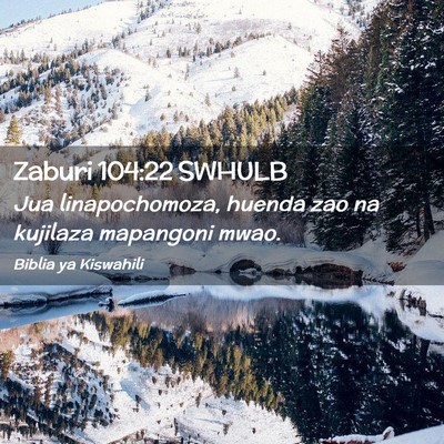 Picture 02 - Zaburi 104:22 SWHULB - Jua linapochomoza, huenda zao na kujilaza - Bible Verse Picture