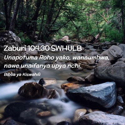 Picture 02 - Zaburi 104:30 SWHULB - Unapotuma Roho yako, wanaumbwa, nawe unaifanya - Bible Verse Picture
