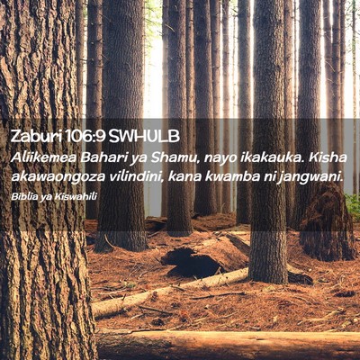Picture 02 - Zaburi 106:9 SWHULB - Aliikemea Bahari ya Shamu, nayo ikakauka. Kisha - Bible Verse Picture