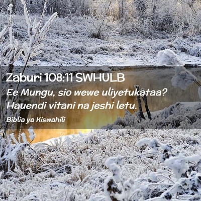 Picture 02 - Zaburi 108:11 SWHULB - Ee Mungu, sio wewe uliyetukataa? Hauendi vitani - Bible Verse Picture