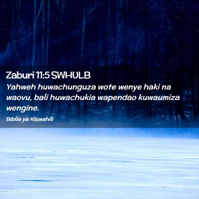 Picture 02 - Zaburi 11:5 SWHULB - Yahweh huwachunguza wote wenye haki na waovu, - Bible Verse Picture